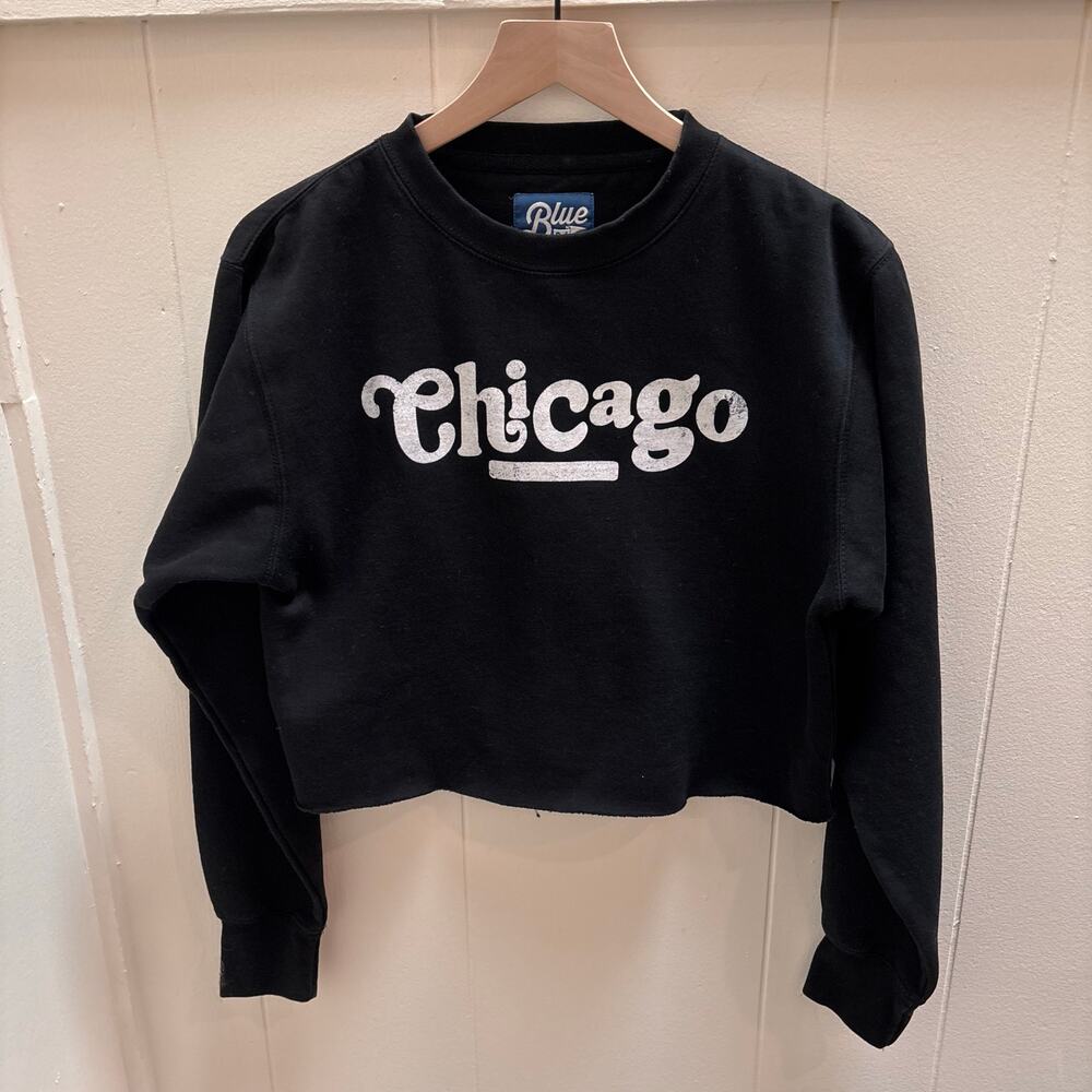 Blue 84 Women's Chicago Coopeer Hippie Font Crew Sweatshirt Size XS